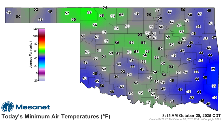 minimum air temperatures in oklahoma